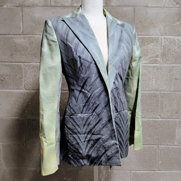 Roberto Cavalli Vintage SS2001 Collection Teal Gold Cupro Denim Blazer RARE - Picture 3 of 14